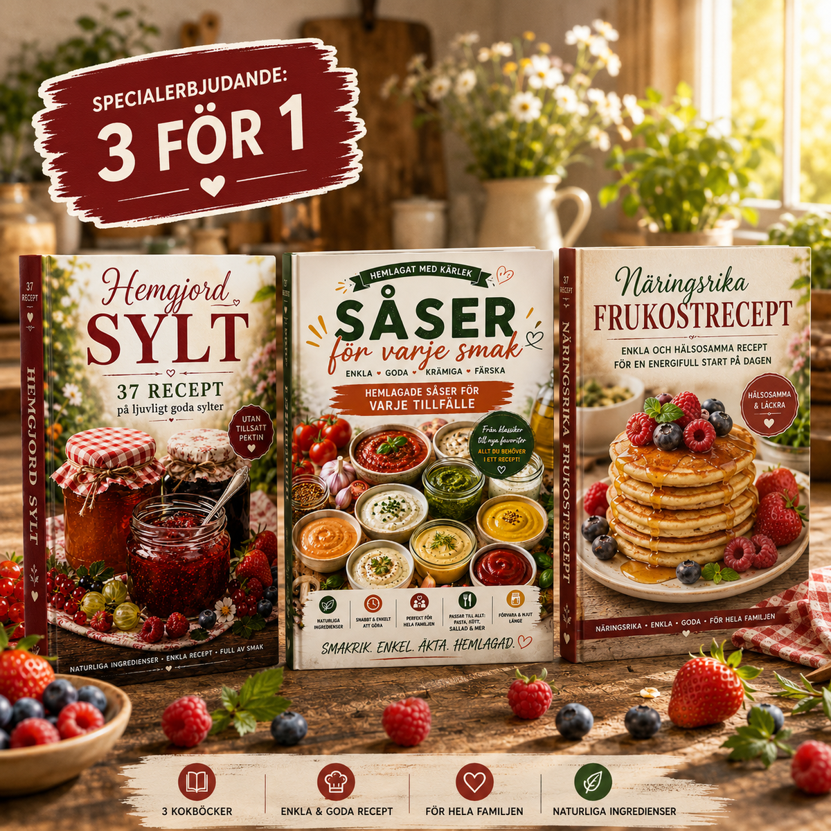 3 Recept-e-böcker – Ett Paket Fyllt med Smak!